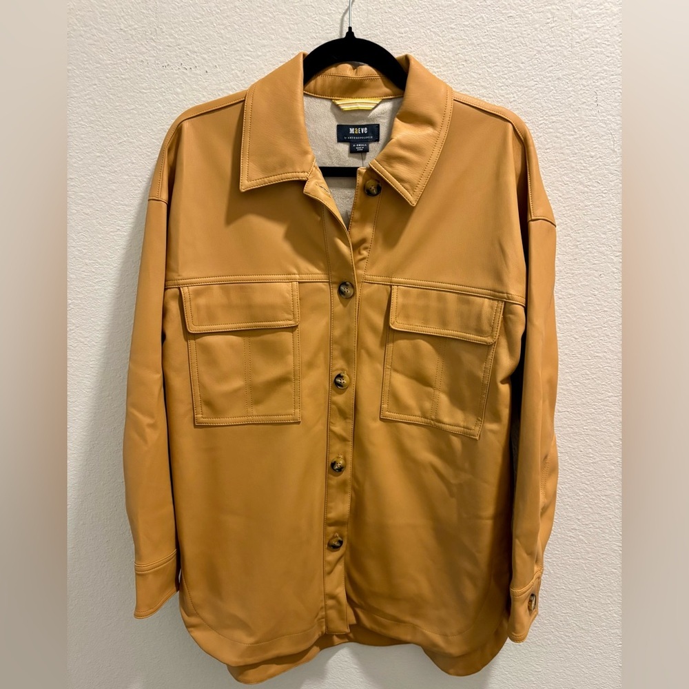 NWT Maeve Faux Leather Shirt Jacket, size XS - Picture 3 of 7